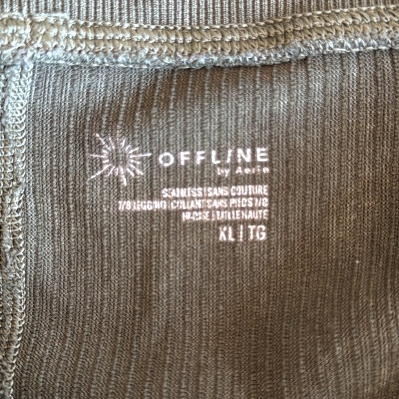 Aerie Offline Olive Green High Waist Ribbed Braided Sides Soft Boho Leggings XL - Picture 12 of 13